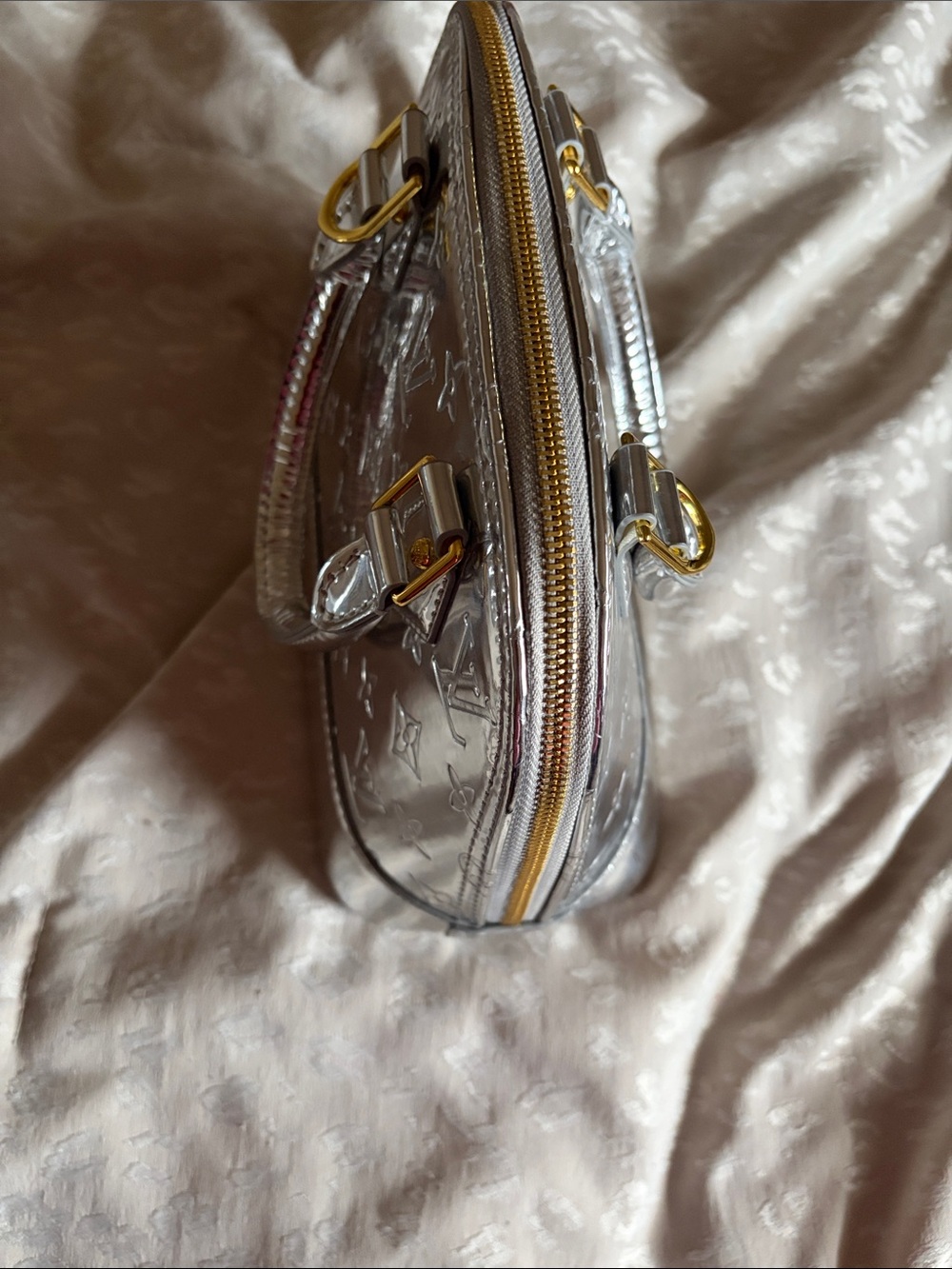 Louis Vuitton Silver Alma BB Patent Satchel - Picture 4 of 4